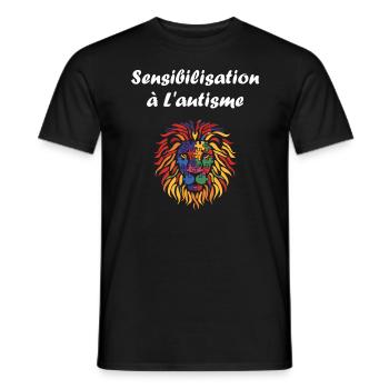 sensibilisation a l'autisme autiste - T-shirt homme - noir - Devant - AI Model Male 178 light (178cm)