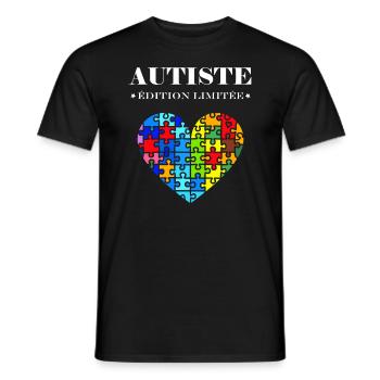 sensibilisation a l'autisme autiste - T-shirt homme - noir - Devant - AI Model Male 178 light (178cm)