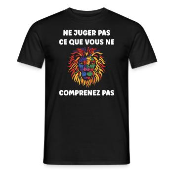 sensibilisation a l'autisme autiste - T-shirt homme - noir - Devant - AI Model Male 178 light (178cm)