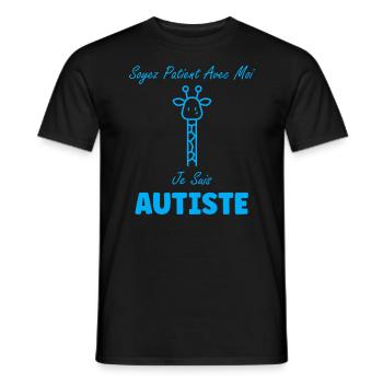 sensibilisation à l'autisme autiste - T-shirt homme - noir - Devant - AI Model Male 178 light (178cm)