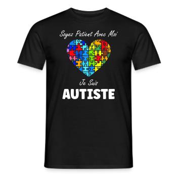 sensibilisation a l'autisme autiste - T-shirt homme - noir - Devant - AI Model Male 178 light (178cm)