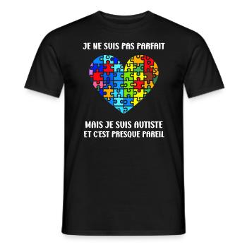 sensibilisation a l'autisme autiste - T-shirt homme - noir - Devant - AI Model Male 178 light (178cm)