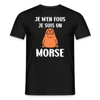 Animal humour Morse - T-shirt homme - noir - Devant - AI Model Male 178 light (178cm)