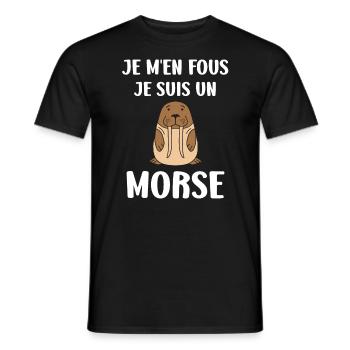 Animal humour Morse - T-shirt homme - noir - Devant - AI Model Male 178 light (178cm)