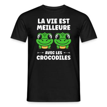 Humour Crocodile - T-shirt homme - noir - Devant - AI Model Male 178 light (178cm)