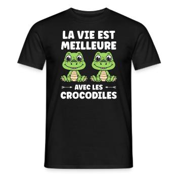 Humour Crocodile - T-shirt homme - noir - Devant - AI Model Male 178 light (178cm)