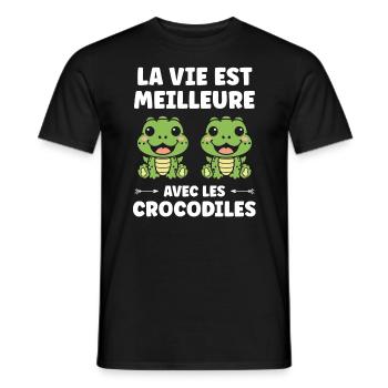 Humour Crocodile - T-shirt homme - noir - Devant - AI Model Male 178 light (178cm)