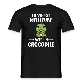 Humour Crocodile - T-shirt homme - noir - Devant - AI Model Male 178 light (178cm)