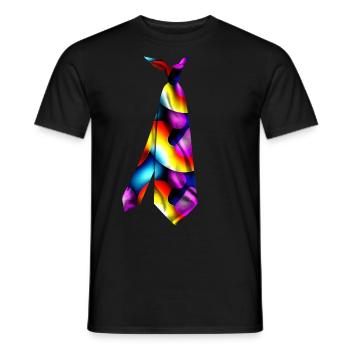Cravate t-shirt imprimée en couleur idée cadeau - T-shirt homme - noir - Devant - AI Model Male 178 light (178cm)
