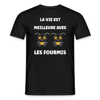 Humour fourmis - T-shirt homme - noir - Devant - AI Model Male 178 light (178cm)