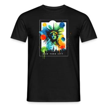 Pulsierende NYC Liberty - Männer T-Shirt - Schwarz - Vorne - AI Model Male 178 light (178cm)