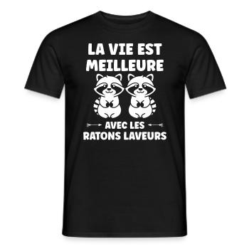 Humour Raton laveur - T-shirt homme - noir - Devant - AI Model Male 178 light (178cm)