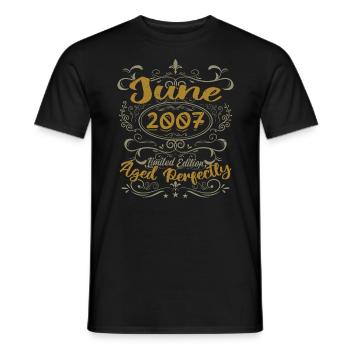 2007 Juin 2007 Cadeau Anniversaire Juin 2007 Juin - T-shirt homme - noir - Devant - AI Model Male 178 light (178cm)