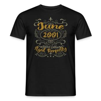 2001 Juin 2001 Cadeau Anniversaire Juin 2001 Juin - T-shirt homme - noir - Devant - AI Model Male 178 light (178cm)