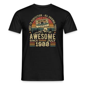 1988 Juillet | Né en Juillet 1988 | Juillet 1988 - T-shirt homme - noir - Devant - AI Model Male 178 light (178cm)