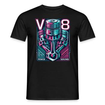 V8 - T-shirt homme - noir - Devant - AI Model Male 178 light (178cm)