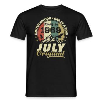 July 1969 Birthday Gift 1969 July 1969 - Men's T-Shirt - black - Front - AI Model Male 178 light (178cm)