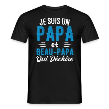 Je Suis Un Papa et Beau-papa Qui Déchire - T-shirt homme - noir - Devant - AI Model Male 178 light (178cm)