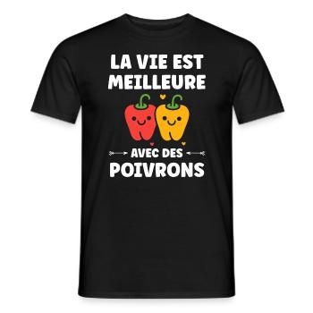 Humour poivron - T-shirt homme - noir - Devant - AI Model Male 178 light (178cm)