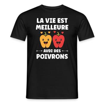 Humour poivron - T-shirt homme - noir - Devant - AI Model Male 178 light (178cm)
