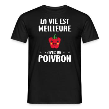 Humour poivron - T-shirt homme - noir - Devant - AI Model Male 178 light (178cm)