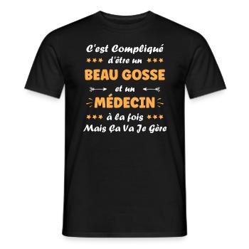 médecin - T-shirt homme - noir - Devant - AI Model Male 178 light (178cm)