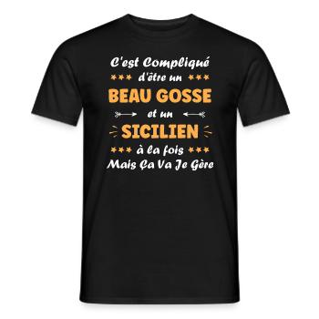 Sicilien - T-shirt homme - noir - Devant - AI Model Male 178 light (178cm)