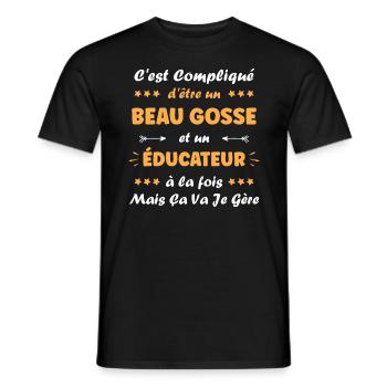 Educateur - T-shirt homme - noir - Devant - AI Model Male 178 light (178cm)