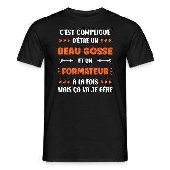 Formateur - T-shirt homme - noir - Devant - AI Model Male 178 light (178cm)
