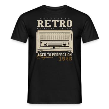 Retro 1946 Geburtstagsgeschenk 1946 Jahrgang 1946 - Männer T-Shirt - Schwarz - Vorne - AI Model Male 178 light (178cm)