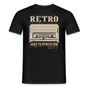 Rétro 1977 Cadeau Anniversaire 1977 Millésime 1977 - T-shirt homme - noir - Devant - AI Model Male 178 light (178cm)