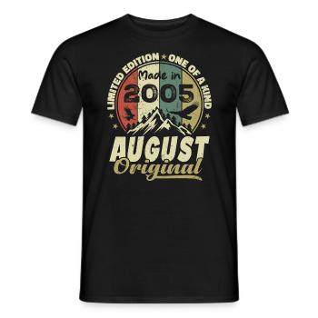 August 2005 Jahrgang 2005 August Geburtstagsgeschenk - Männer T-Shirt - Schwarz - Vorne - AI Model Male 178 light (178cm)