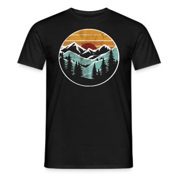 Berggrafik Retro Natur Wald - Männer T-Shirt - Schwarz - Vorne - AI Model Male 178 light (178cm)