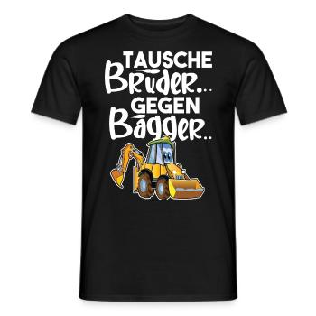 Tausche Bruder Gegen Bagger - Männer T-Shirt - Schwarz - Vorne - AI Model Male 178 light (178cm)