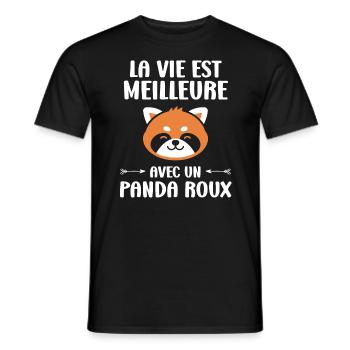 Panda roux - T-shirt homme - noir - Devant - AI Model Male 178 light (178cm)