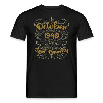October 1940 Gift 1940 Birthday October 1940 - Men's T-Shirt - black - Front - AI Model Male 178 light (178cm)