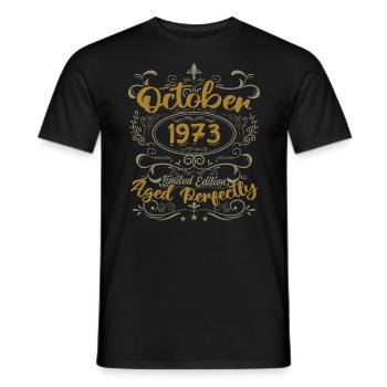 October 1973 Gift 1973 Birthday October 1973 - Men's T-Shirt - black - Front - AI Model Male 178 light (178cm)
