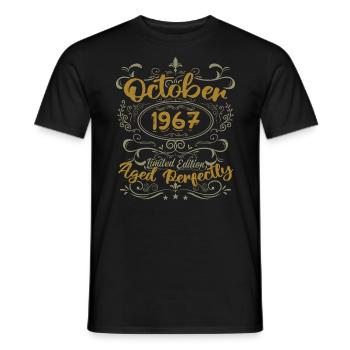 Octobre 1967 Cadeau 1967 Anniversaire Octobre 1967 - T-shirt homme - noir - Devant - AI Model Male 178 light (178cm)