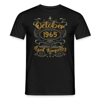 October 1965 Gift 1965 Birthday October 1965 - Men's T-Shirt - black - Front - AI Model Male 178 light (178cm)