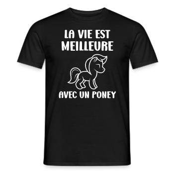 Humour poney - T-shirt homme - noir - Devant - AI Model Male 178 light (178cm)