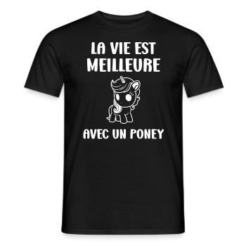 Humour poney - T-shirt homme - noir - Devant - AI Model Male 178 light (178cm)