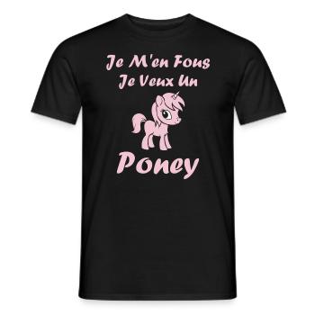 Humour poney - T-shirt homme - noir - Devant - AI Model Male 178 light (178cm)