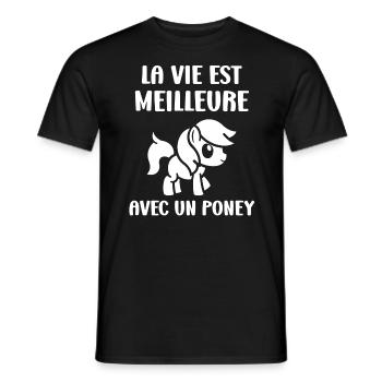 Humour poney - T-shirt homme - noir - Devant - AI Model Male 178 light (178cm)
