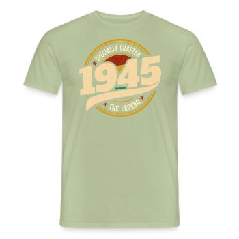 Millésime Année 1945 Légende 80 Ans Anniversaire - T-shirt homme - vert sauge - Devant - AI Model Male 178 light (178cm)