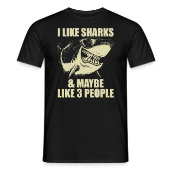 Funny Shark Design For Men Women Kids Shark Lover - T-shirt homme - noir - Devant - AI Model Male 178 light (178cm)