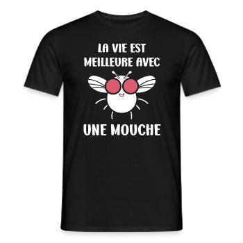 Insecte Citation humour mouche - T-shirt homme - noir - Devant - AI Model Male 178 light (178cm)