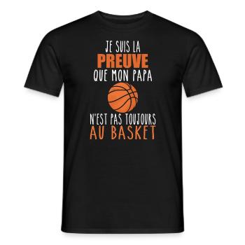 Preuve que mon papa basket | Basketteur | Basket - T-shirt homme - noir - Devant - AI Model Male 178 light (178cm)