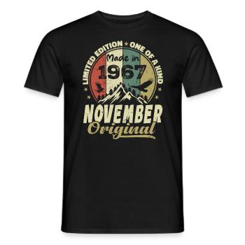 November 1967, November 1967 Birthday Gift - Men's T-Shirt - black - Front - AI Model Male 178 light (178cm)