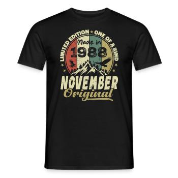 Novembre 1988, Cadeau D'anniversaire Novembre 1988 - T-shirt homme - noir - Devant - AI Model Male 178 light (178cm)