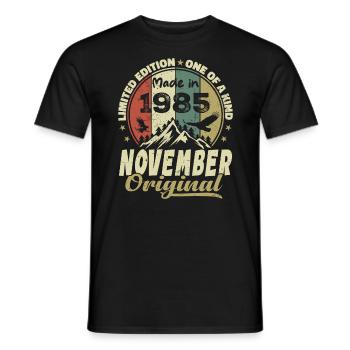 Novembre 1985, Cadeau D'anniversaire Novembre 1985 - T-shirt homme - noir - Devant - AI Model Male 178 light (178cm)